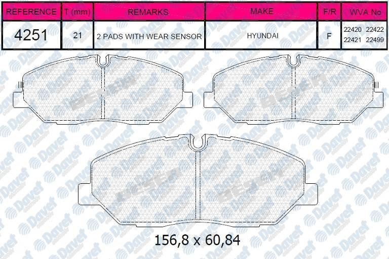 BESER 4251 Fren Balatasi On Hyundai H350 Minubus-Panelvan 2.5 Crdi